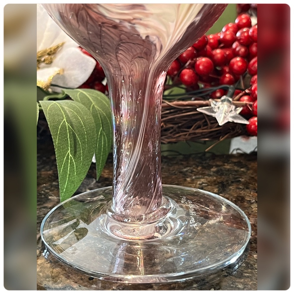 Ron Hinkle-Glass Art Hand Blown/Hand Signed-2004 Wine Goblet-Rare. - Picture 2 of 9
